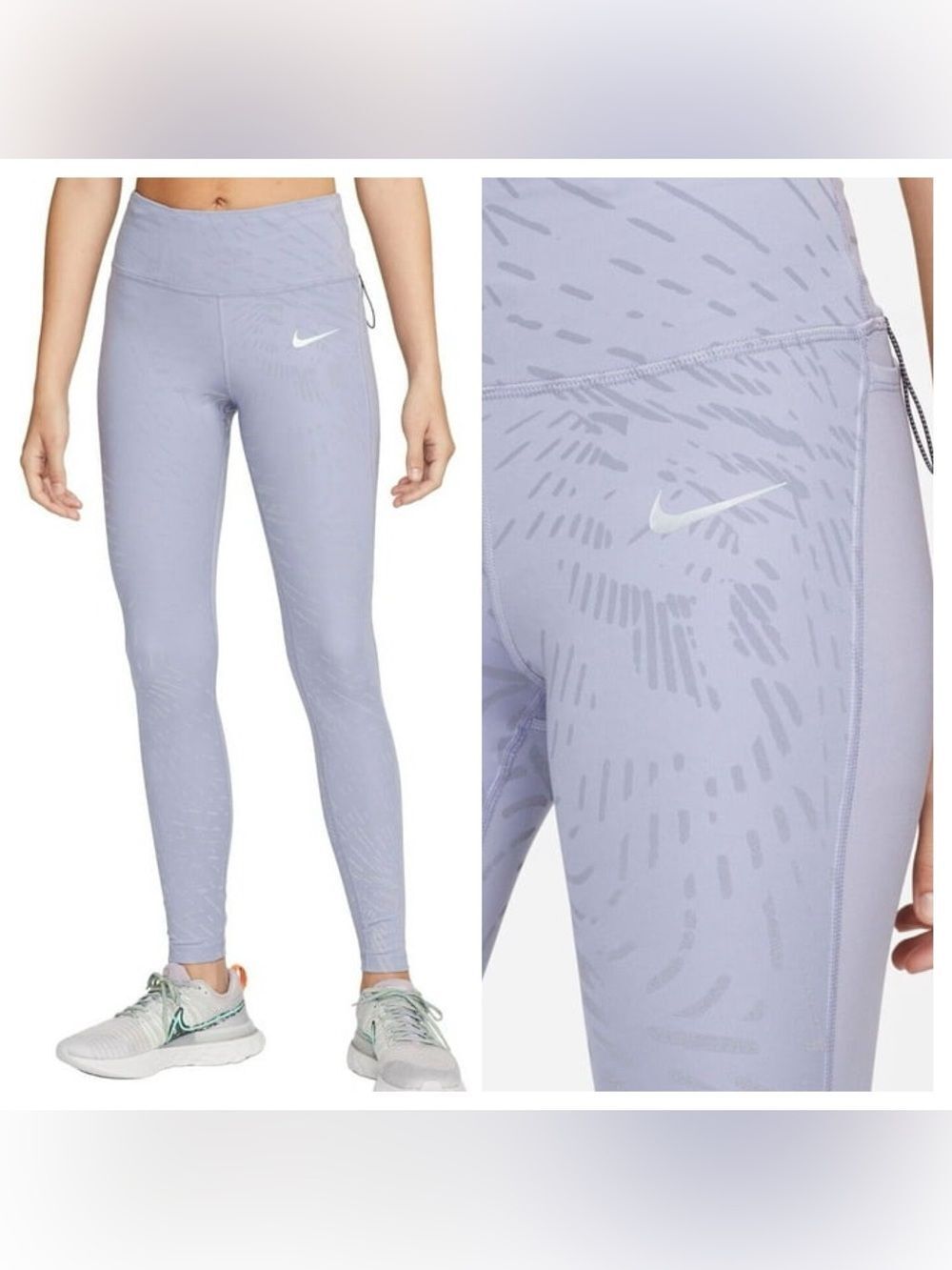 Nike Women's Dri-FIT Run Division Fast Running Leggings Lavender Gray Size Large